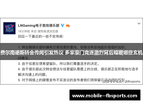 费尔南德斯转会传闻引发热议 多家豪门竞逐激烈背后暗藏哪些玄机 费尔南德斯转会传闻引发热议 多家豪门竞逐激烈背后暗藏哪些玄机